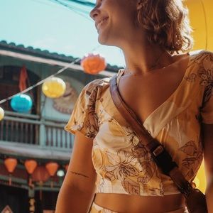 Amuse Society Floral Wrap Top